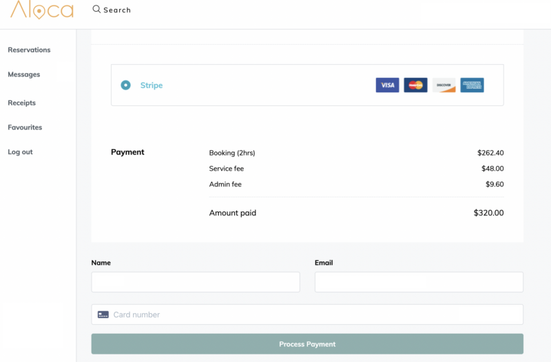 A safe and secure booking process on Aloca