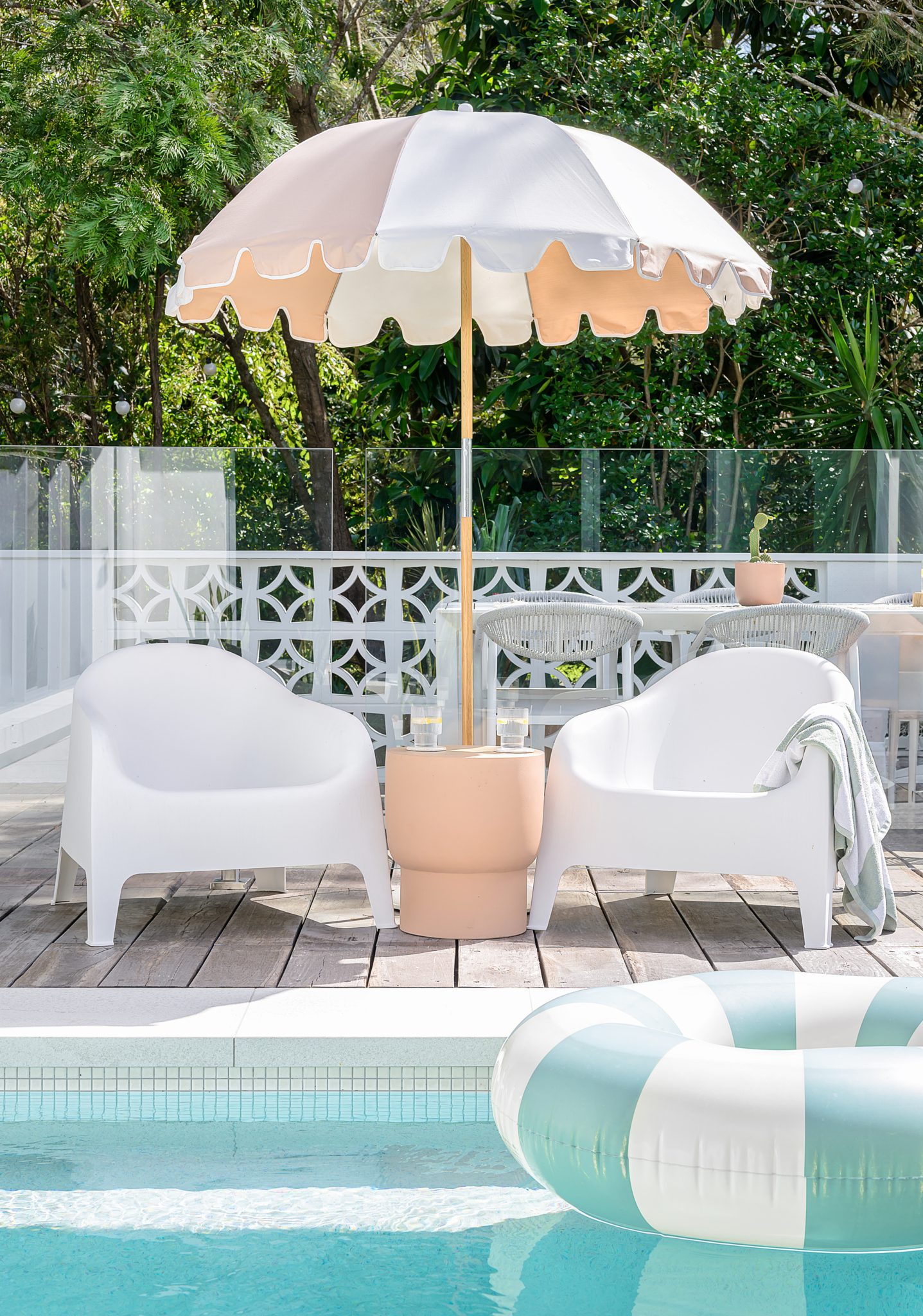 Coastal Poolside Deck with Pergola