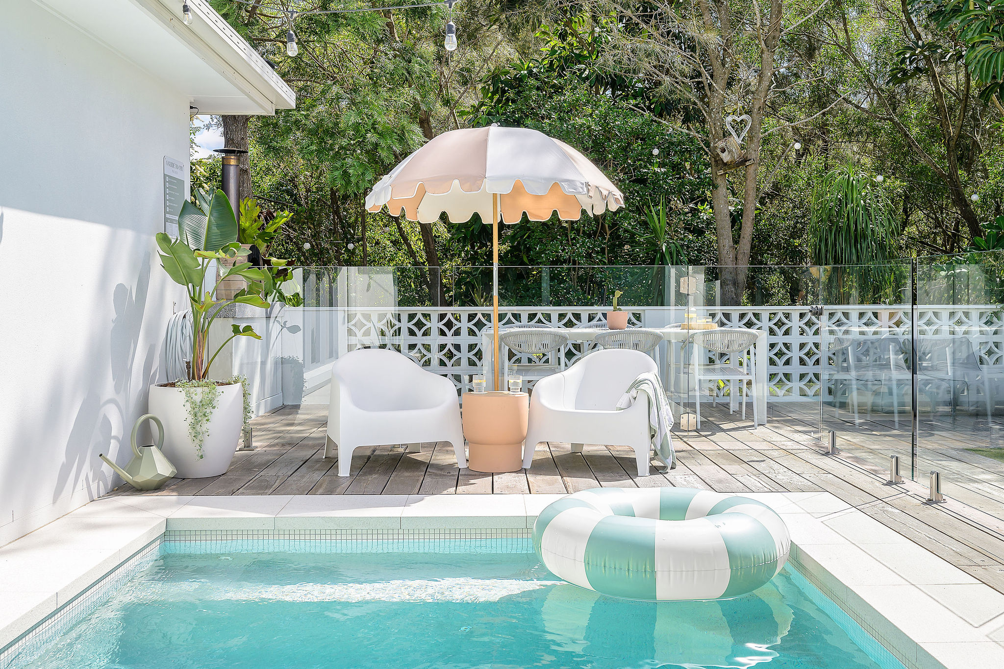 Coastal Poolside Deck with Pergola