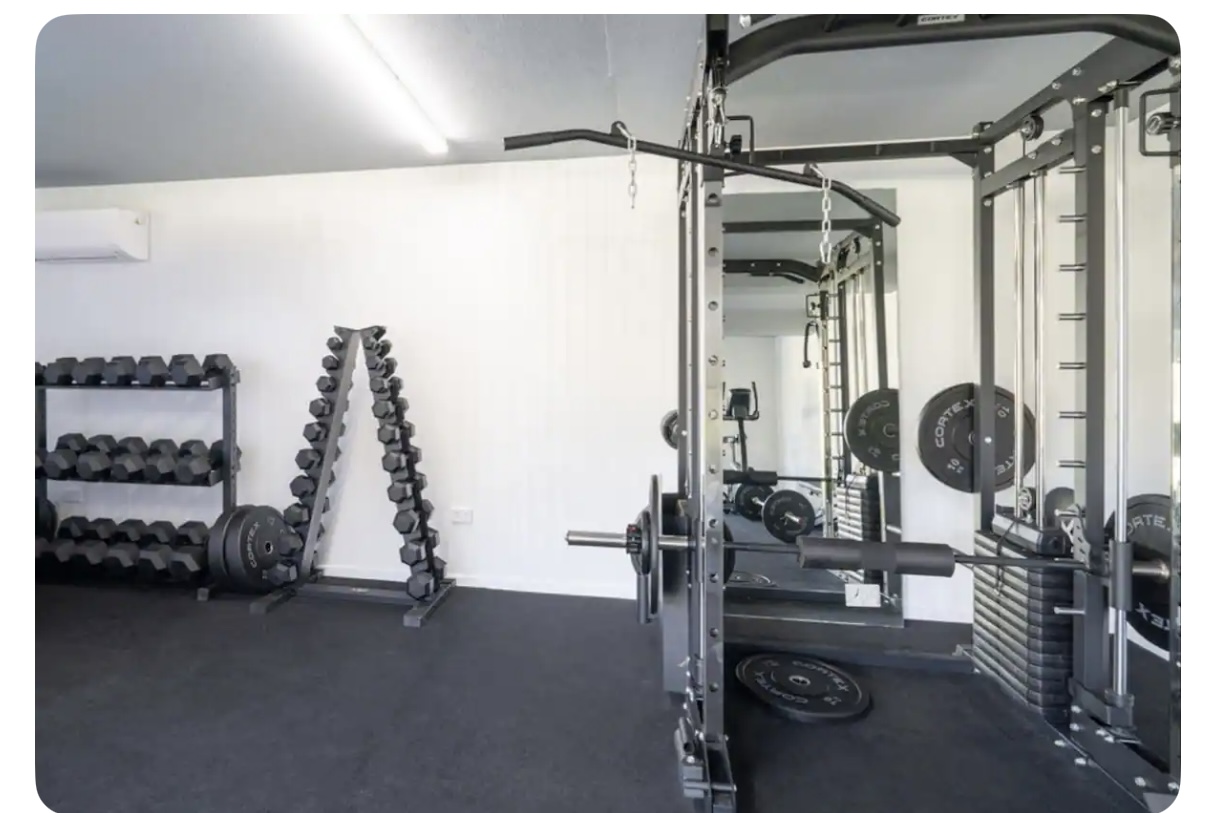 Rock cave sauna & gym space