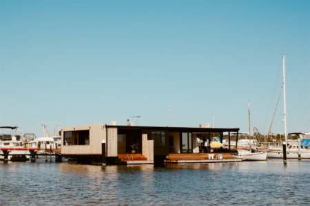 60s Inspired Floating Lake House