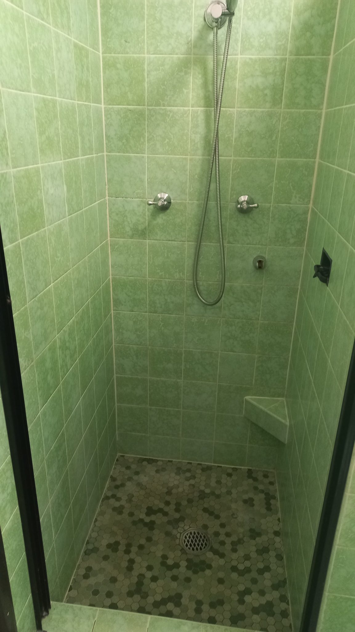 1960’s Vintage Retro Green and Black Bathroom