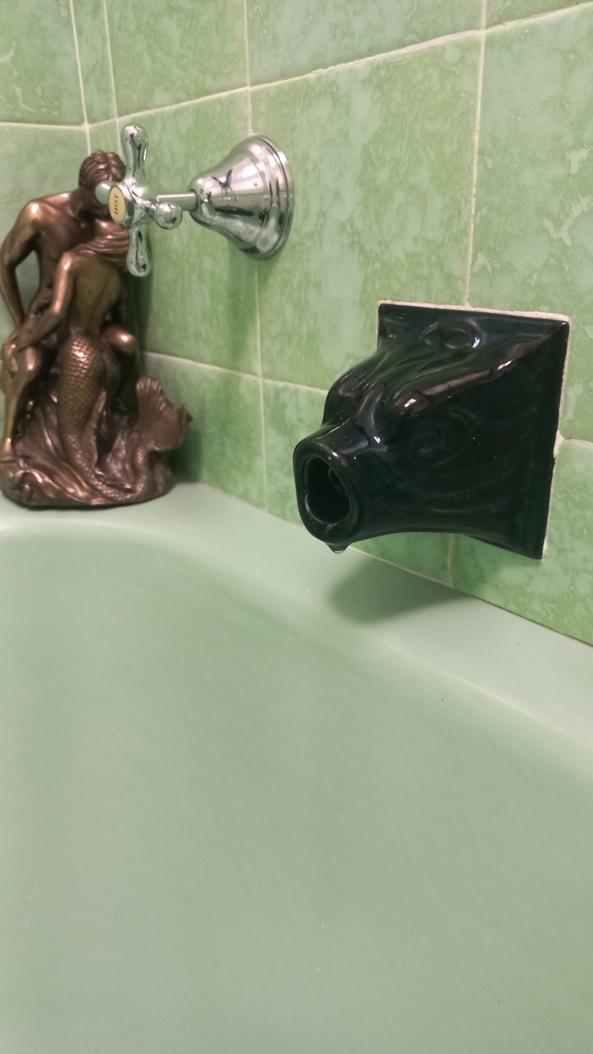 1960’s Vintage Retro Green and Black Bathroom